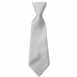 Boys Silver / Grey Plain Satin Tie on Elastic